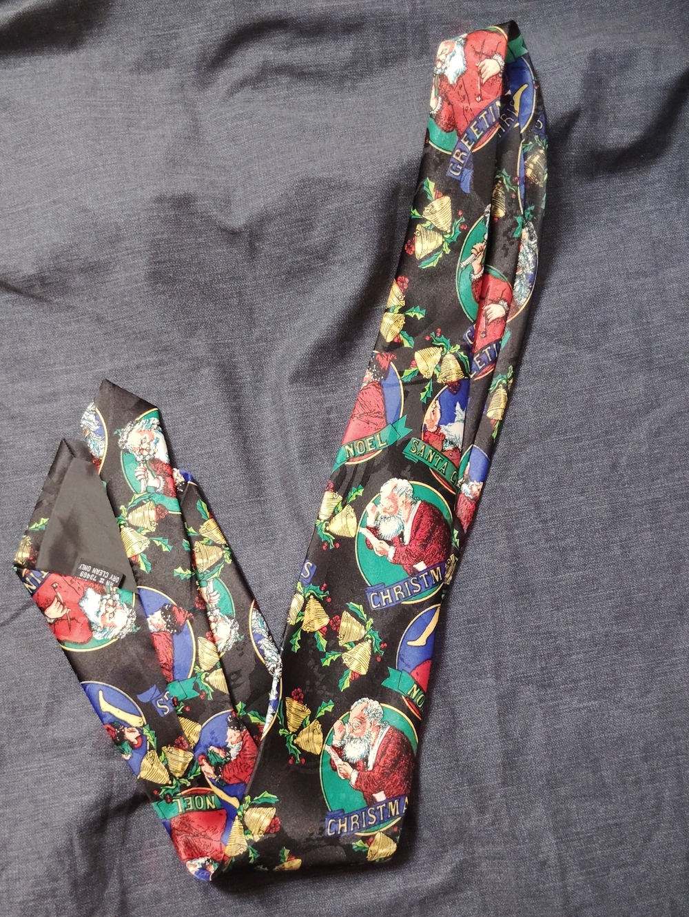 Festive Black Christmas Print Tie